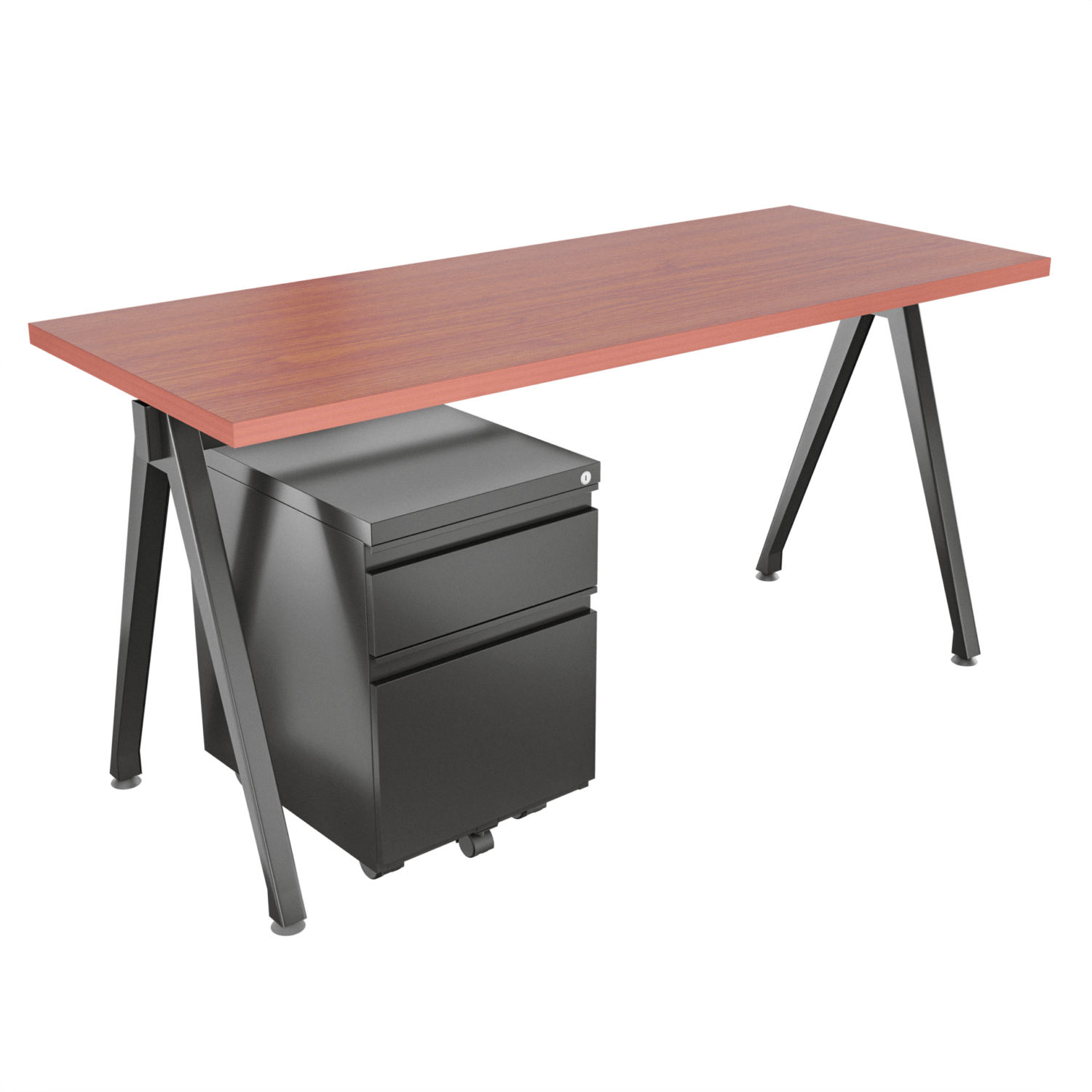 Escritorio Recto Delta – Cerezo – negro brillante