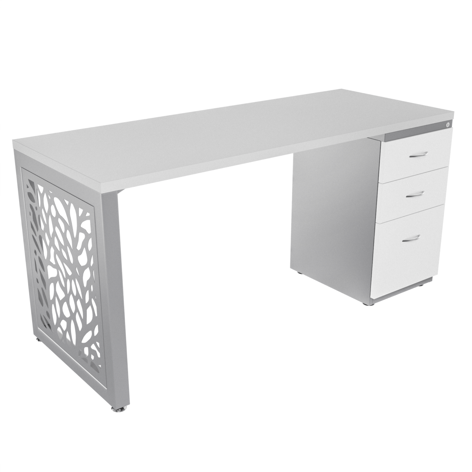 Escritorio Recto Forest – Blanco – Gris brillante