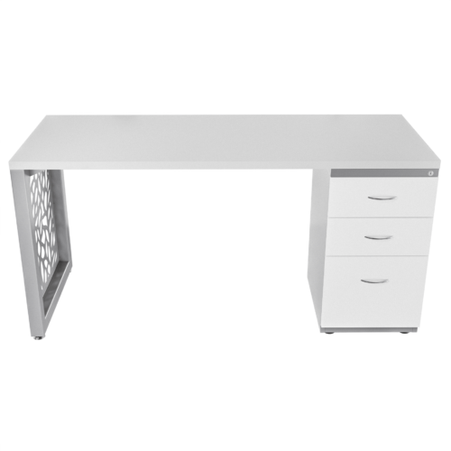 Escritorio Recto Forest – Blanco – Gris brillante V2