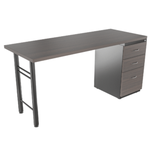 Escritorio base H 1.9″ recto con archivador 2X1 frente madera