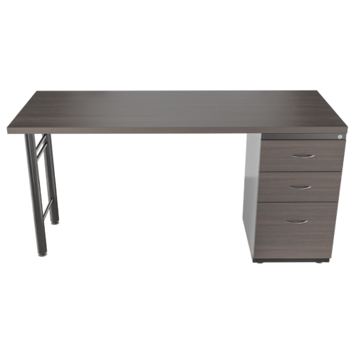 Escritorio Recto H 1.9 FM – Grey Oak – Negro brillante V2