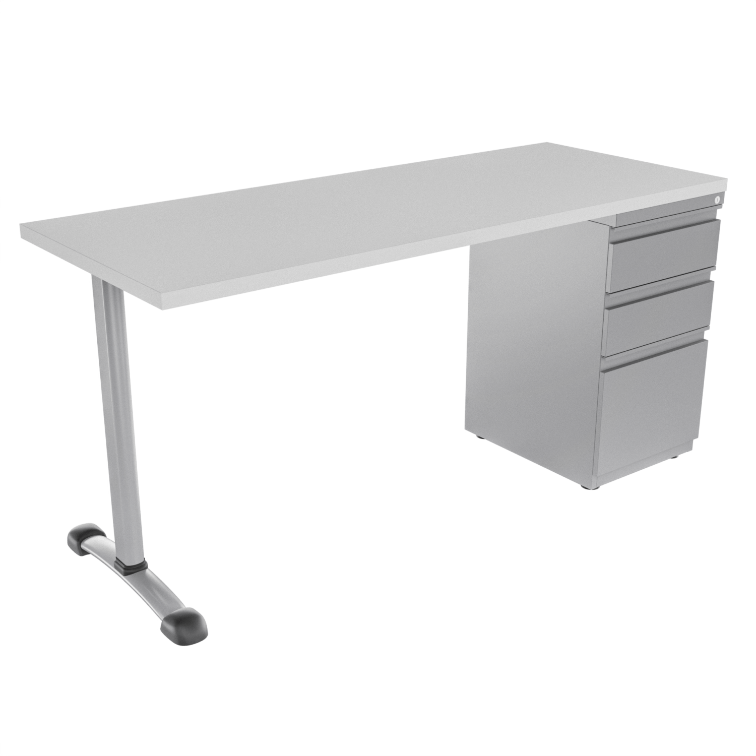 Escritorio Recto Italia – Blanco – gris tornado