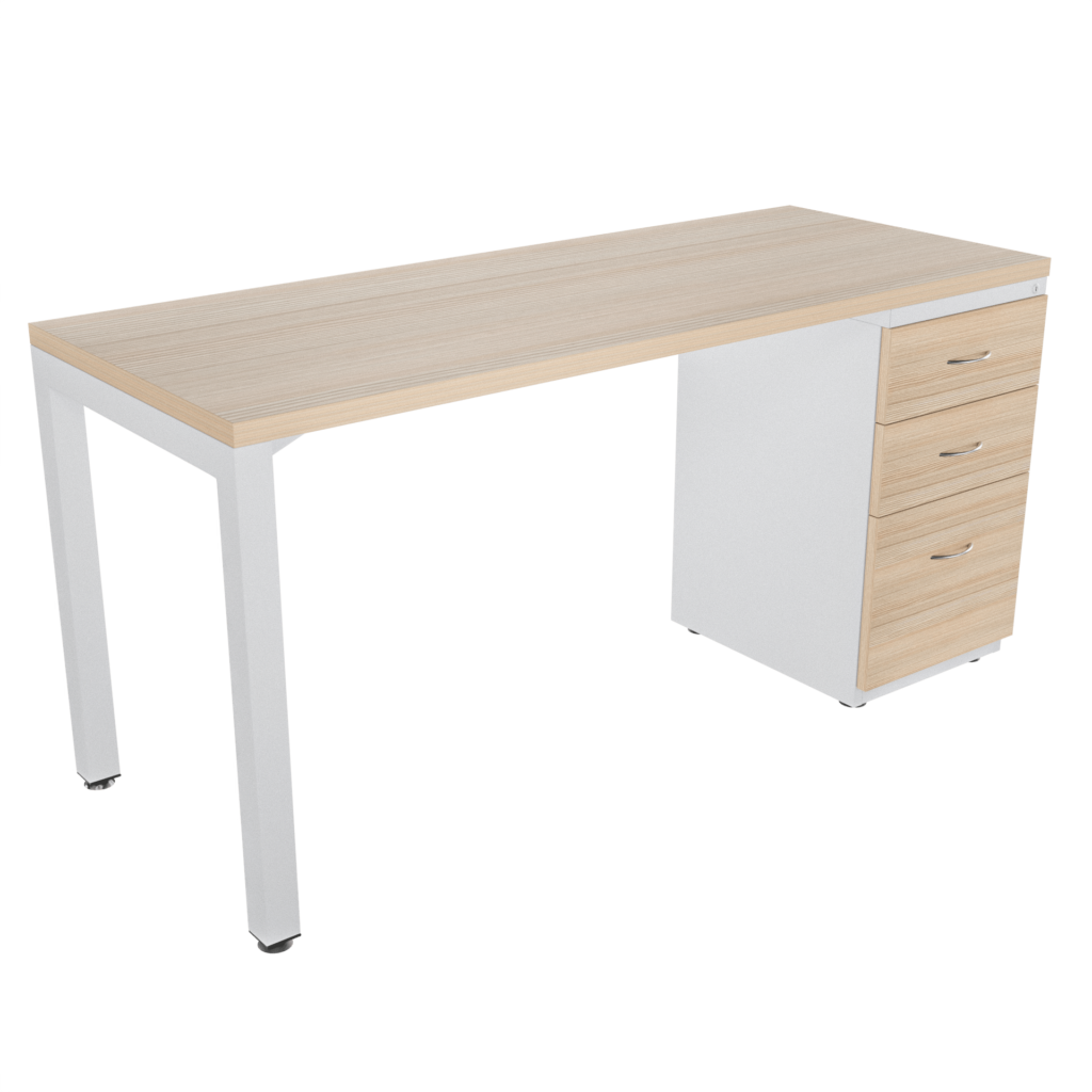 Escritorio recto Pikazzo abierta con archivador 2X1 frente madera