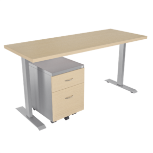 Escritorio Platino recto con archivador 1X1 frente madera