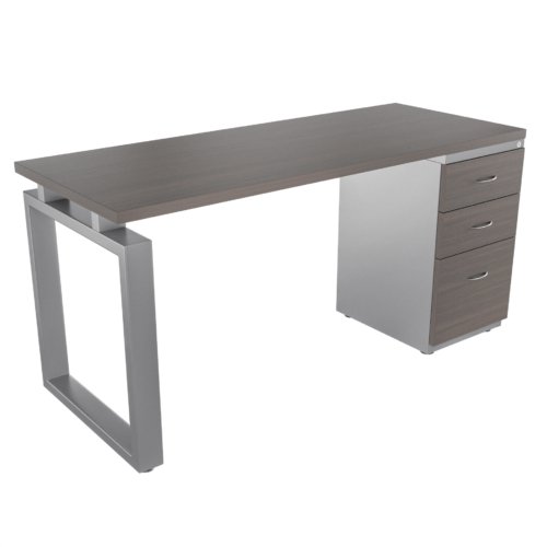 Escritorio recto Qbex con archivador 2X1 frente madera