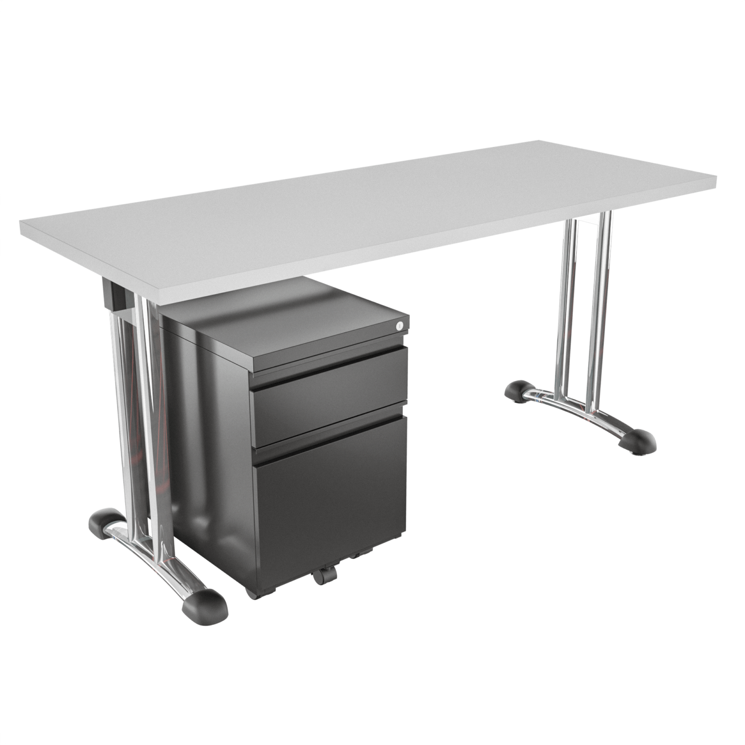 Escritorio Recto Royal – Blanco – Cromo