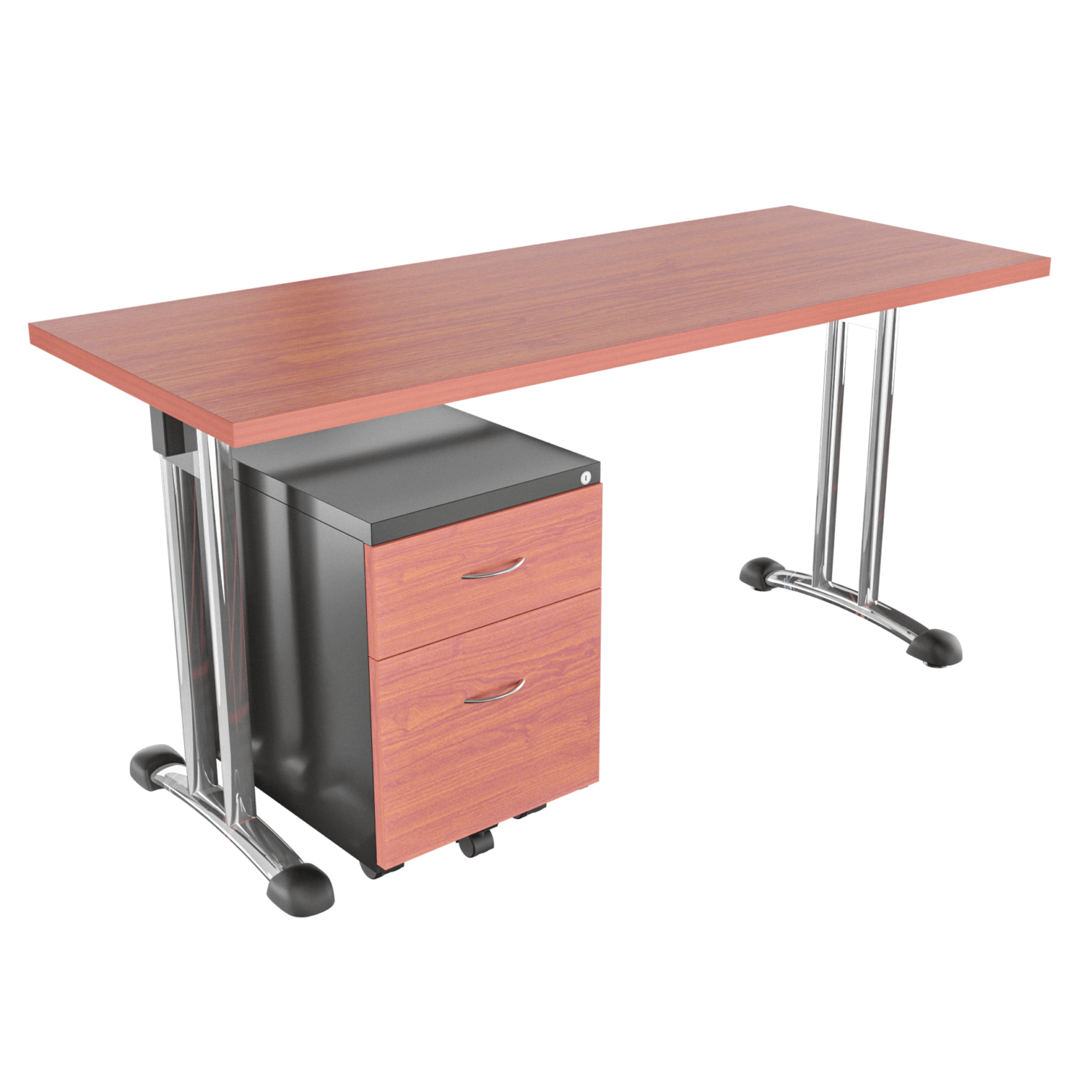 Escritorio Recto Royal FM – Cerezo – Chromo – Negro brillante