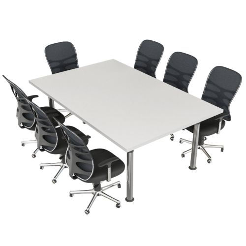 Mesa de juntas Victoria – Blanco – Cromo V2