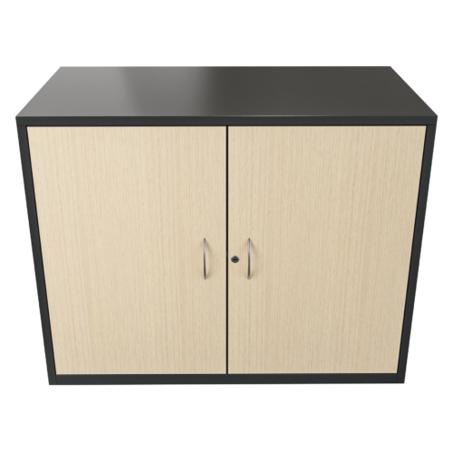 Mueble papelera AZ 0.70 FM mts alto frente madera – negro brillante – alpi claro V2
