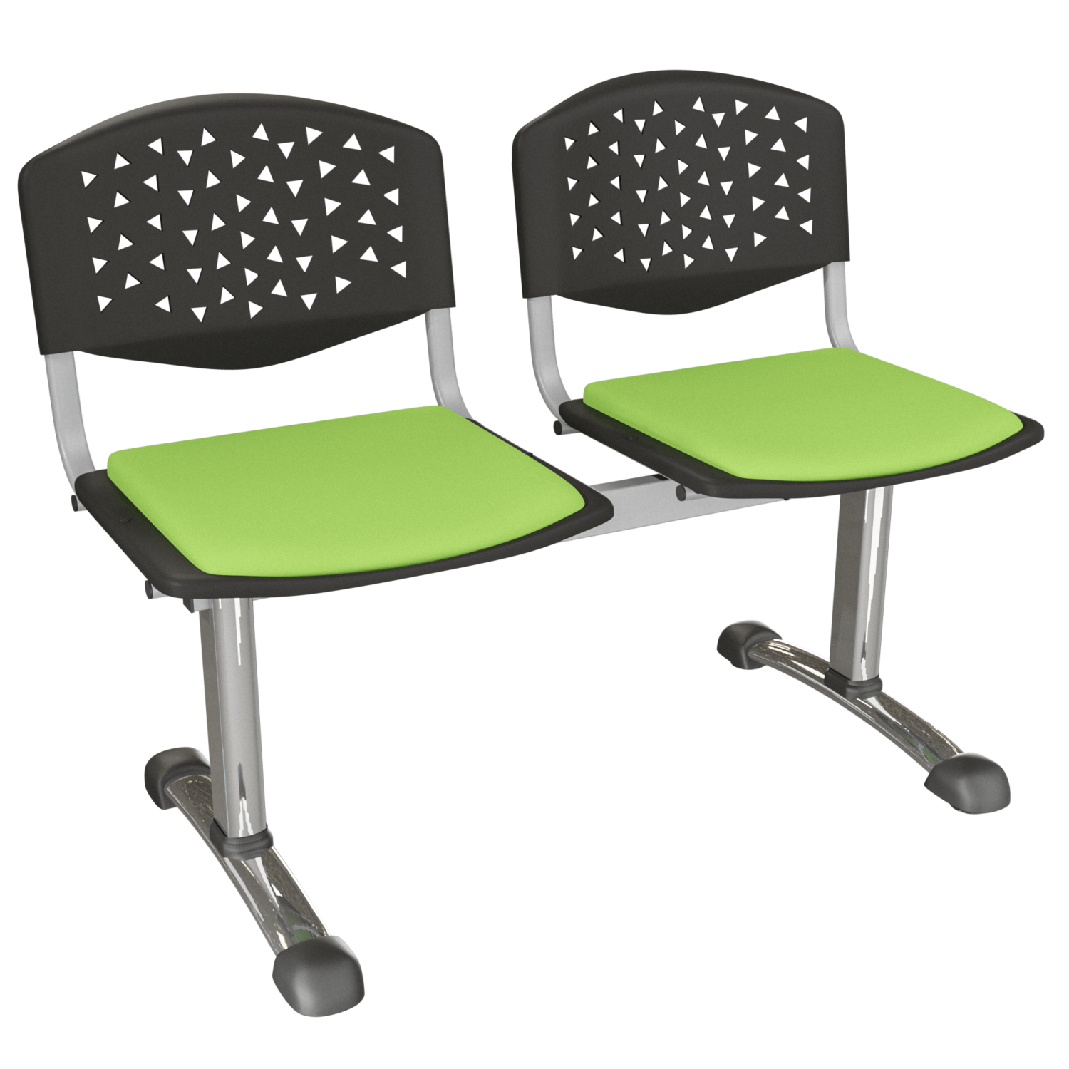 Tandem Prisma tapizada 2 puestos – Verde – gris brillante