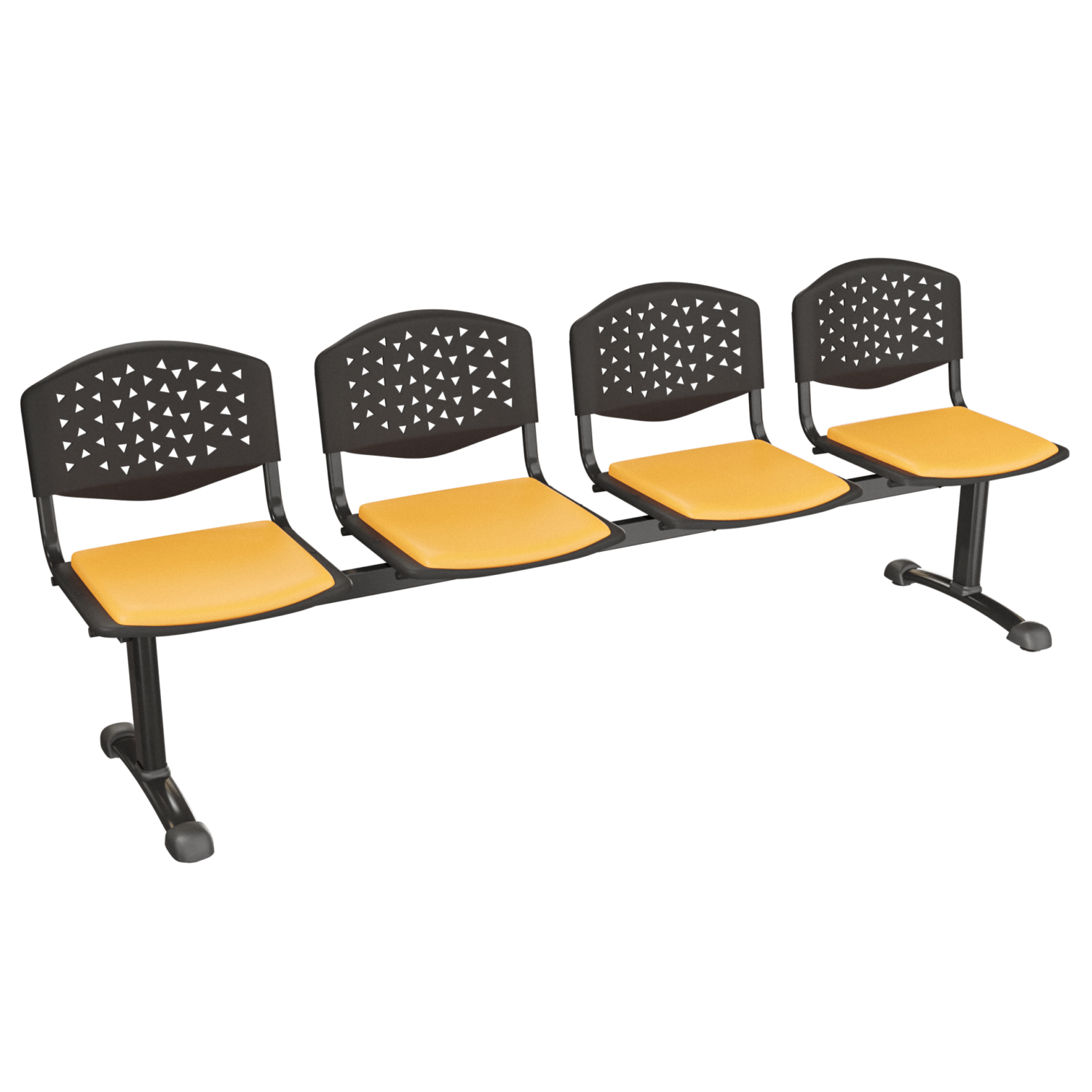 Tandem Prisma tapizada 4 puestos – Naranja – negro brillante