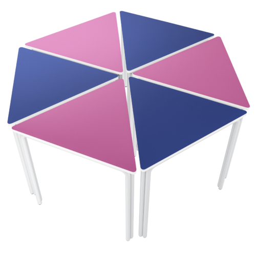 Mesa Preescolar triangular – rojo – blanco V3