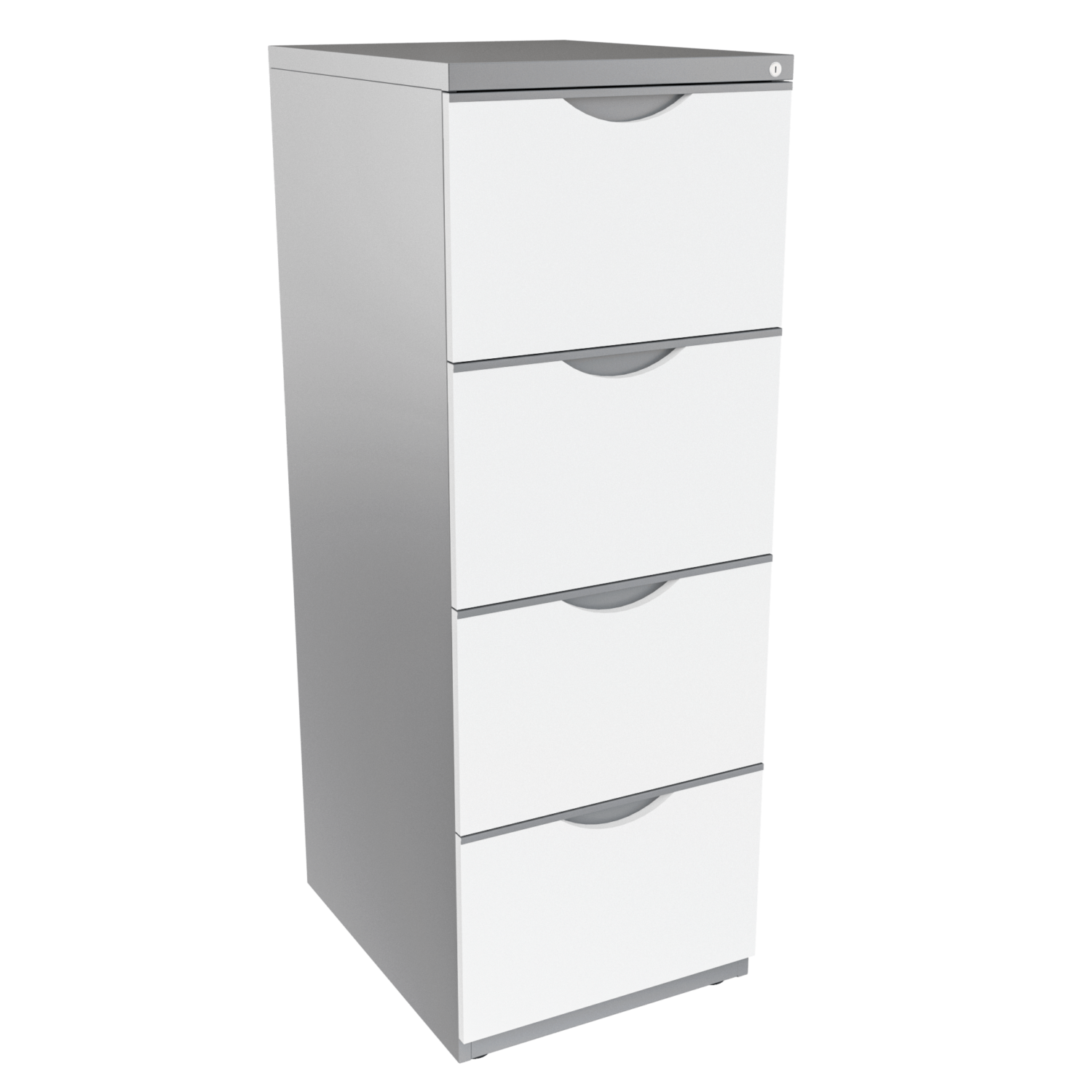 Archivador 4 alturas – gris brillante – Blanco formica