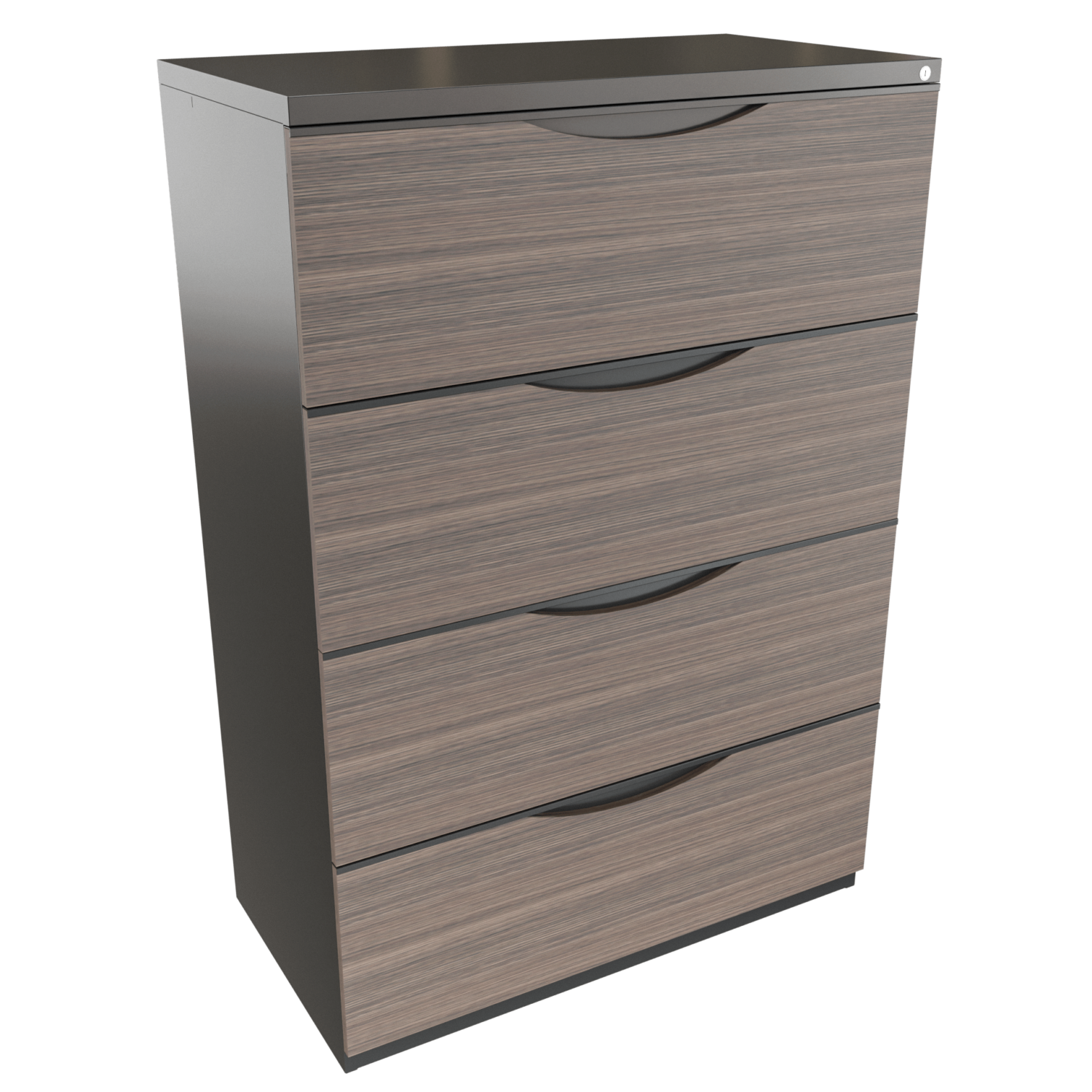 Archivador metalico 4 alturas horizontal – negro brillante – grey oak