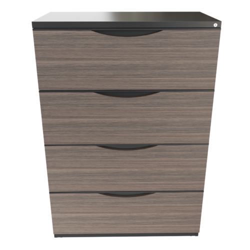 Archivador metalico 4 alturas horizontal – negro brillante – grey oak V2