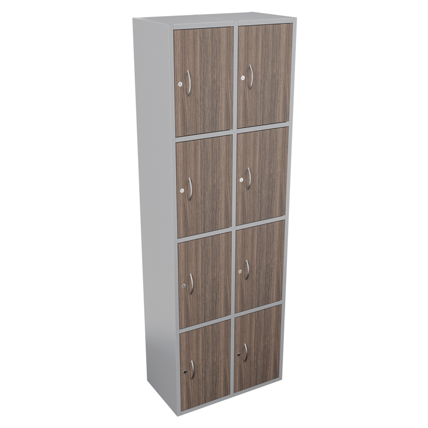 Casillero 4 alturas horizontal 8 espacios FM – gris brillante – Grey oak