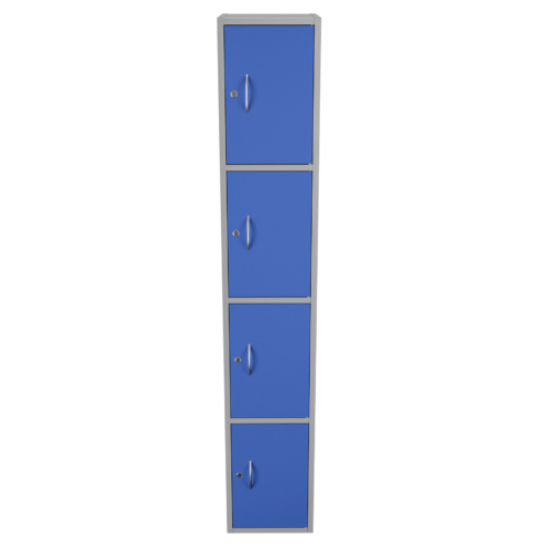 Locker 4 alturas – Gris brillante – Azul V2